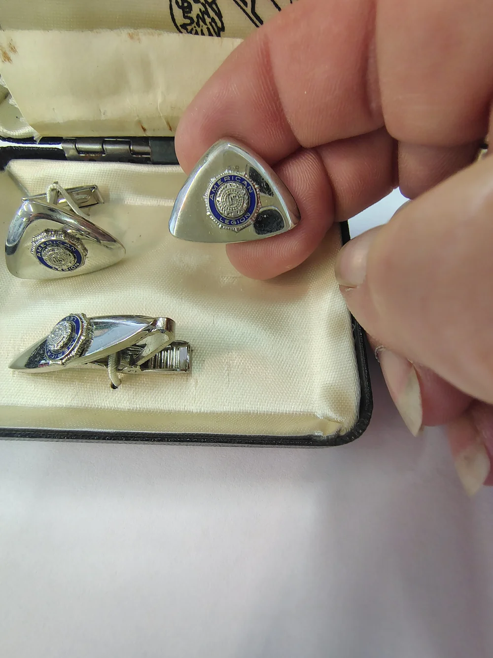 Hall Silver-Tone Cufflink and Tie Clip Set - Silver
